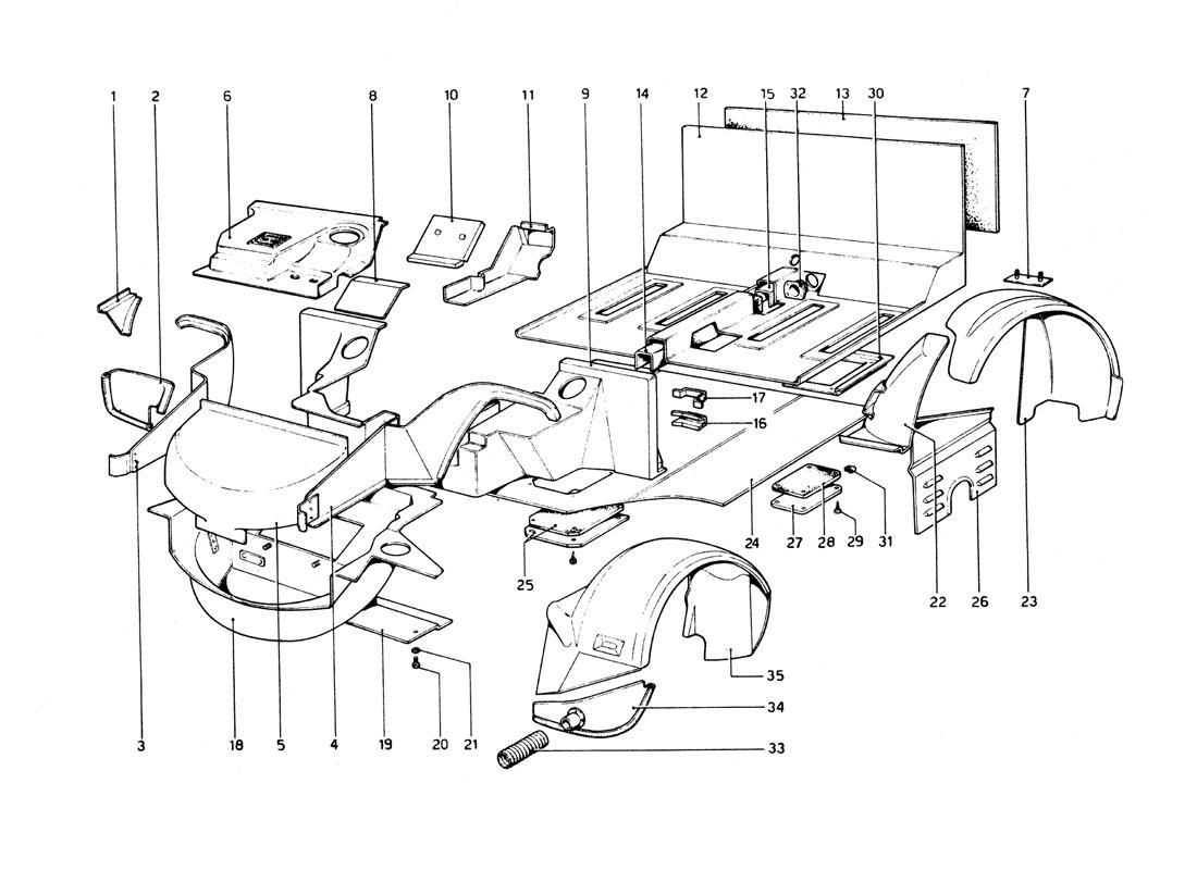 Schematic: Body Shell - Inner Elements Lower