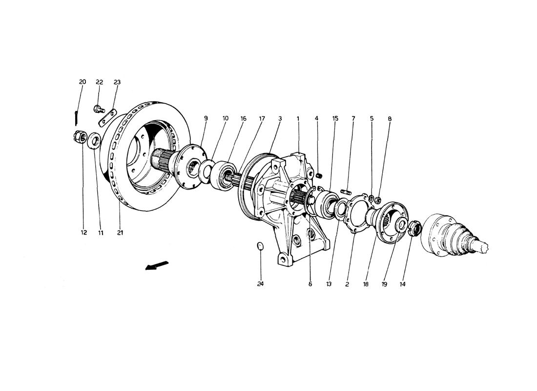 Schematic: Rear Suspension Hub And Brake Disc