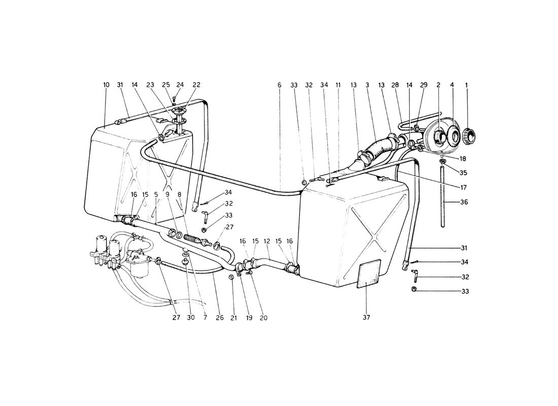 Fuel Tanks And Pipes Classic Ferrari Parts Schematics