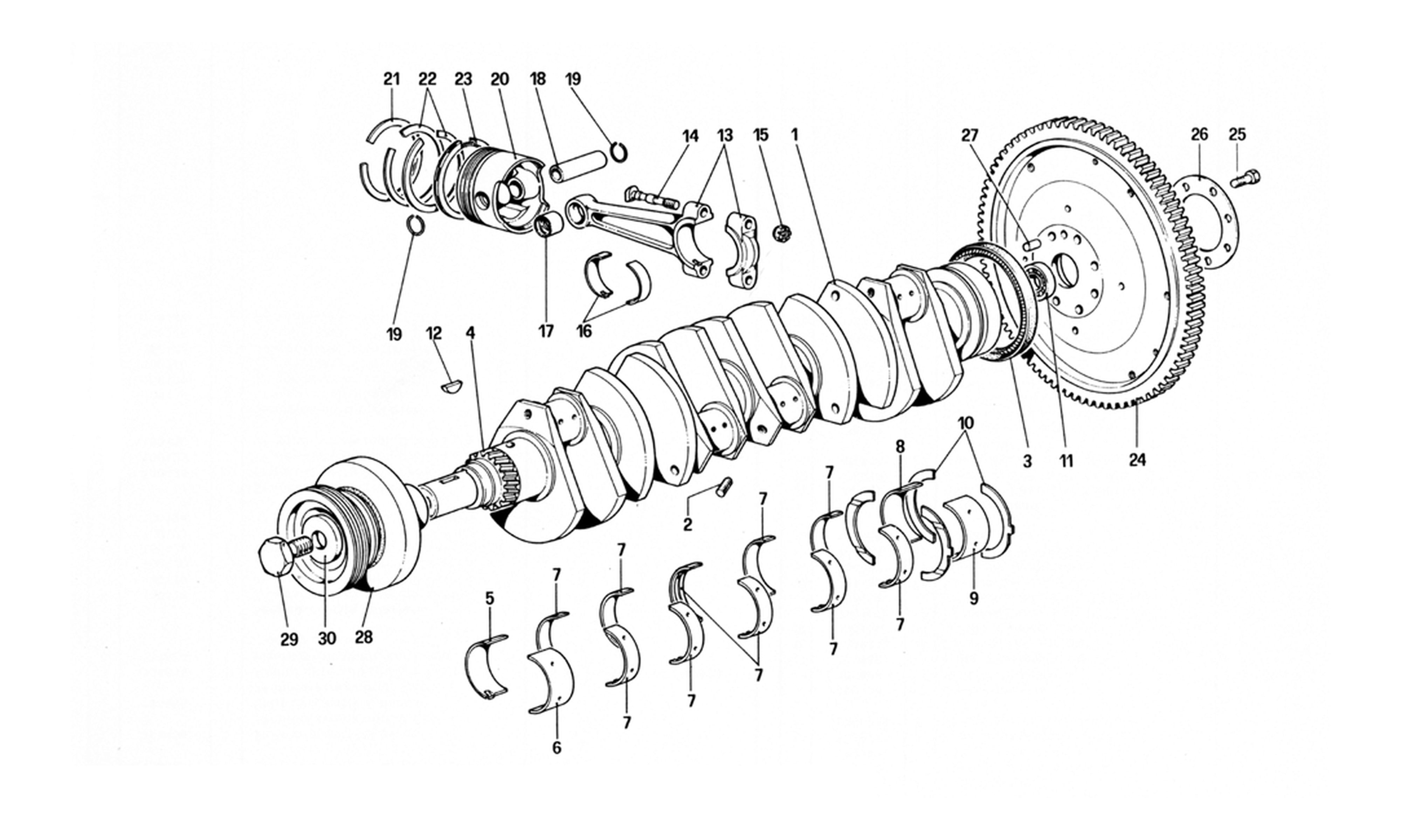 Schematic: Crankshaft, Connecting Rods And Pistons