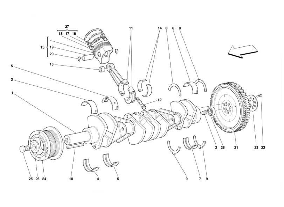 Schematic: Driving Shaft - Connecting Rods And Pistons