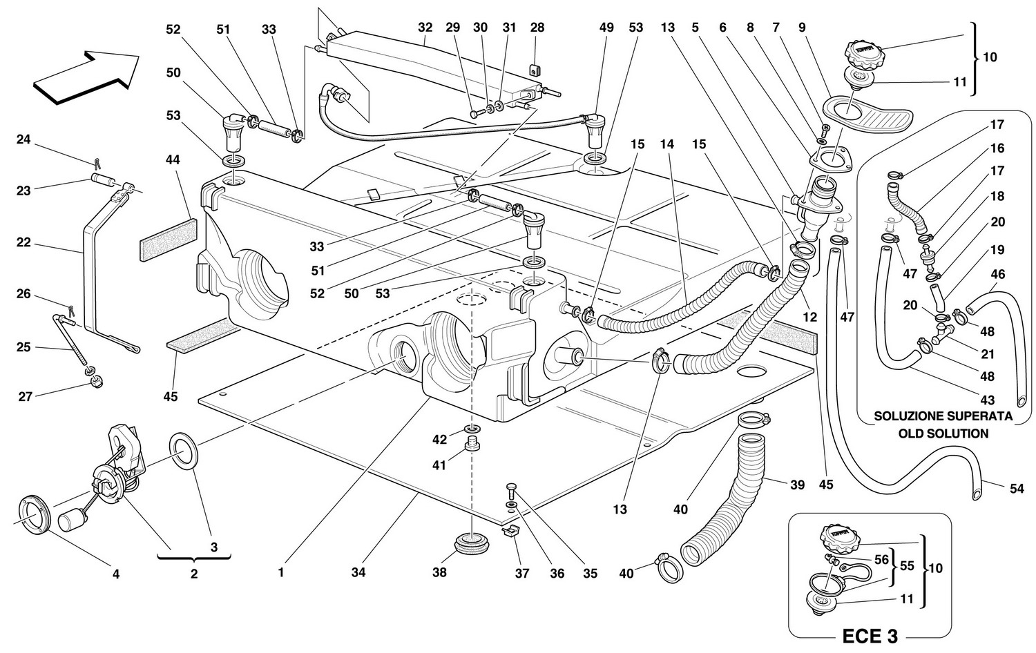Schematic: Fuel Tank -Not For Usa And Cdn M.Y. 99 & 2000-
