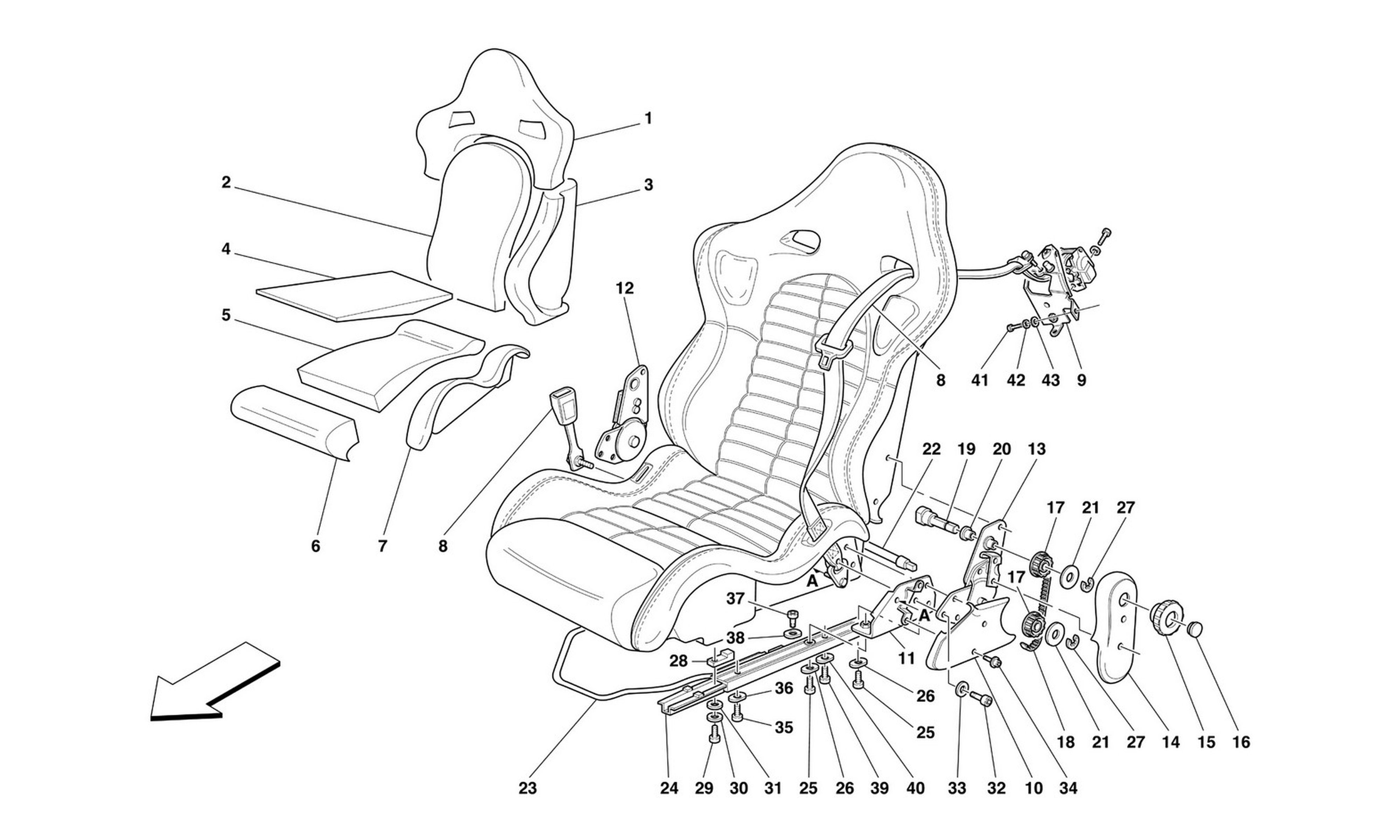 Schematic: Seat And Safety Belts -Sport-