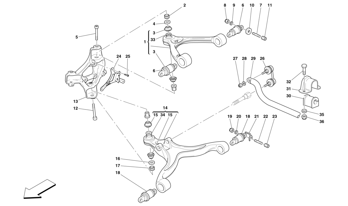 Schematic: Front Suspension - Arms And Stabiliser Bar