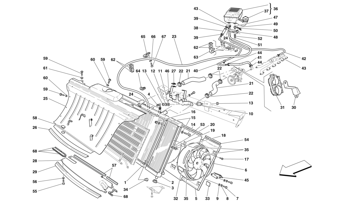 Schematic: Cooling System - Radiator And Header Tank
