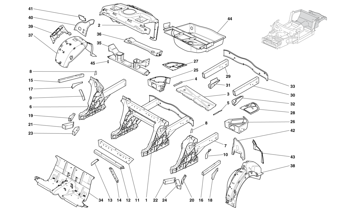 Schematic: Structures And Elements Rear Of Vehicle