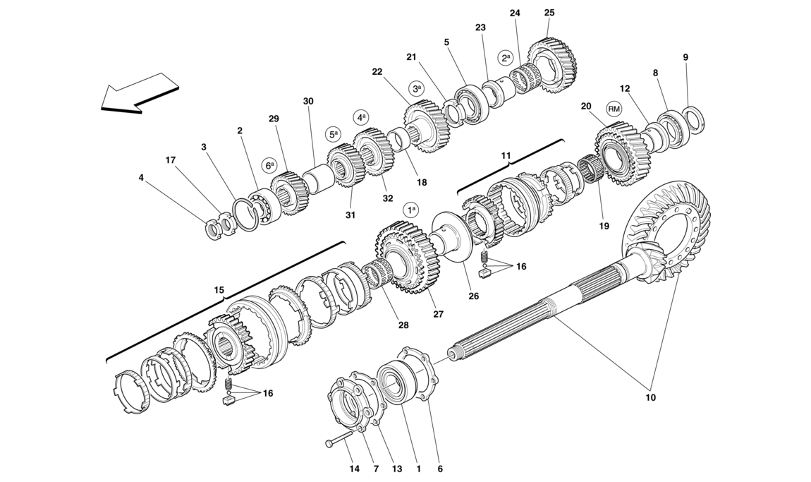 Schematic: Secondary Gearbox Shaft Gears