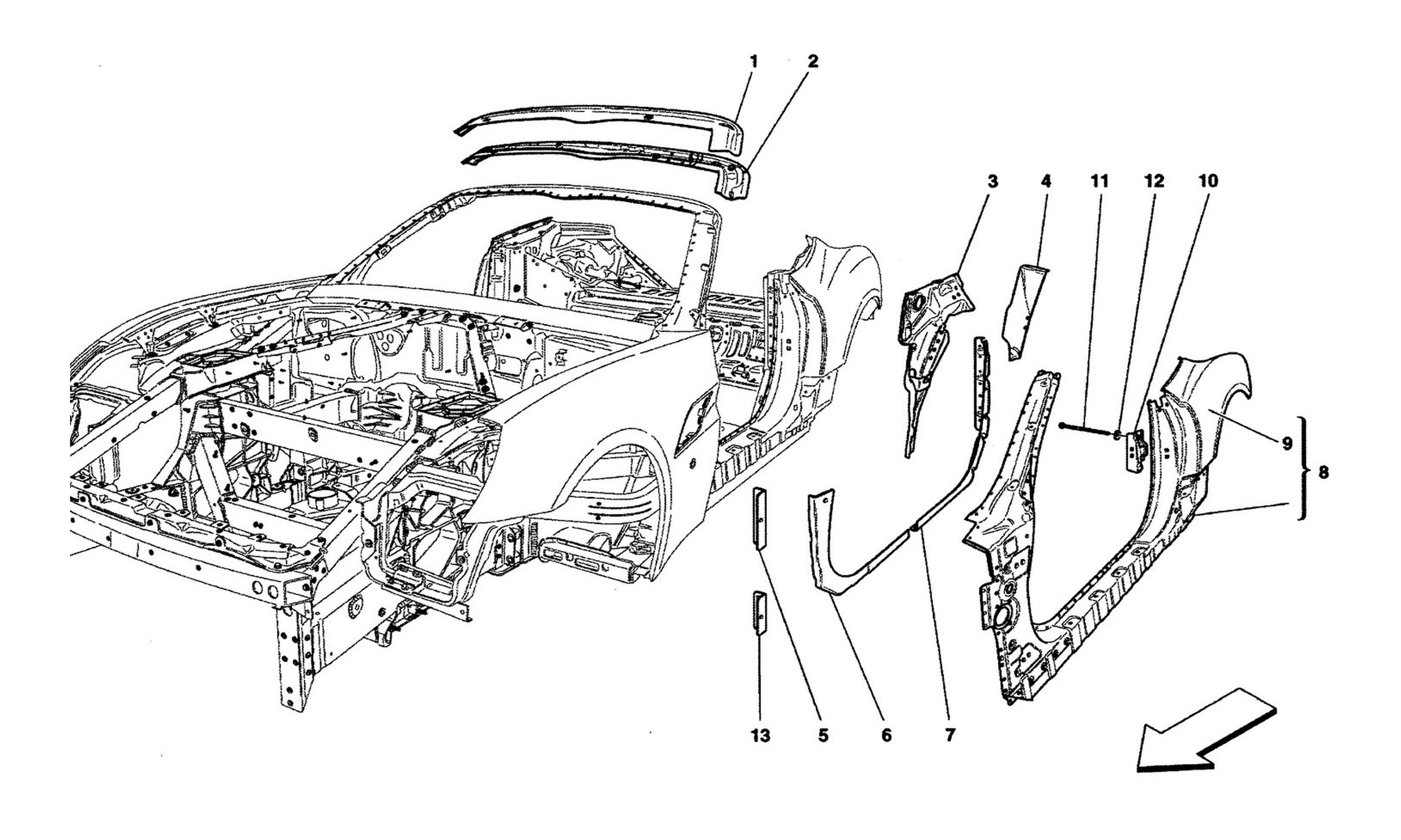 Schematic: Bodywork And Central Outer Trim Panels