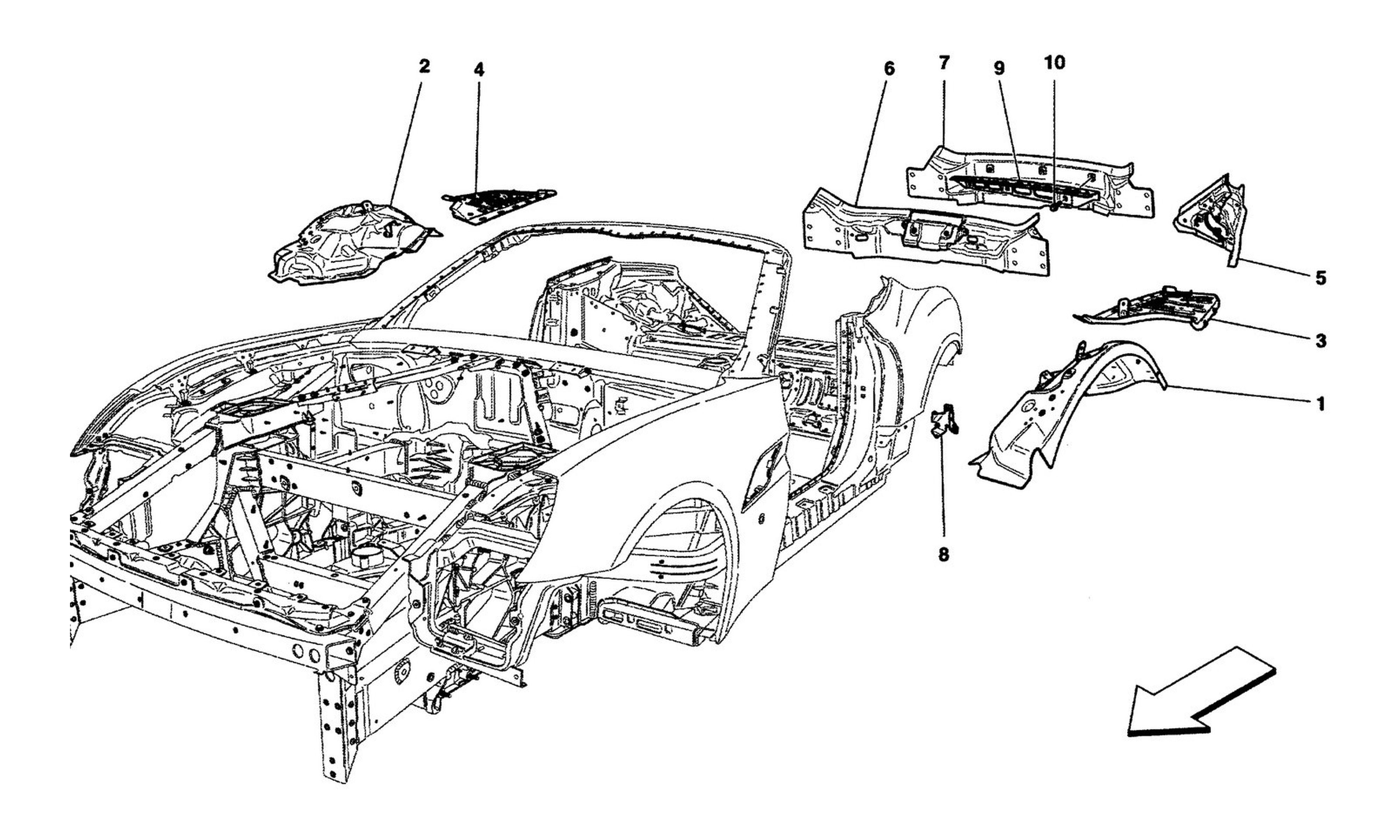 Schematic: Bodywork And Rear Outer Trim Panels
