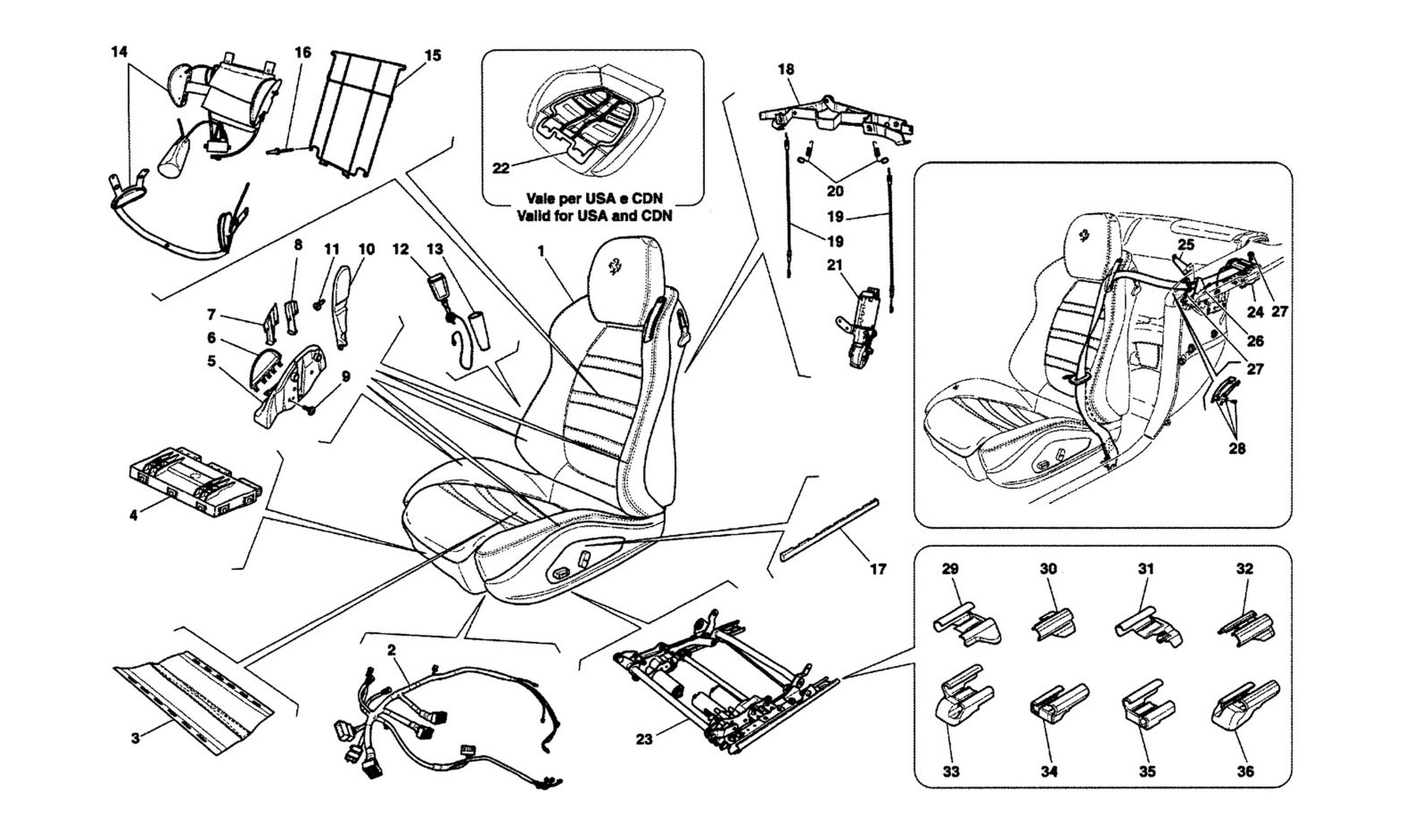 Schematic: Front Seat - Safety Belts