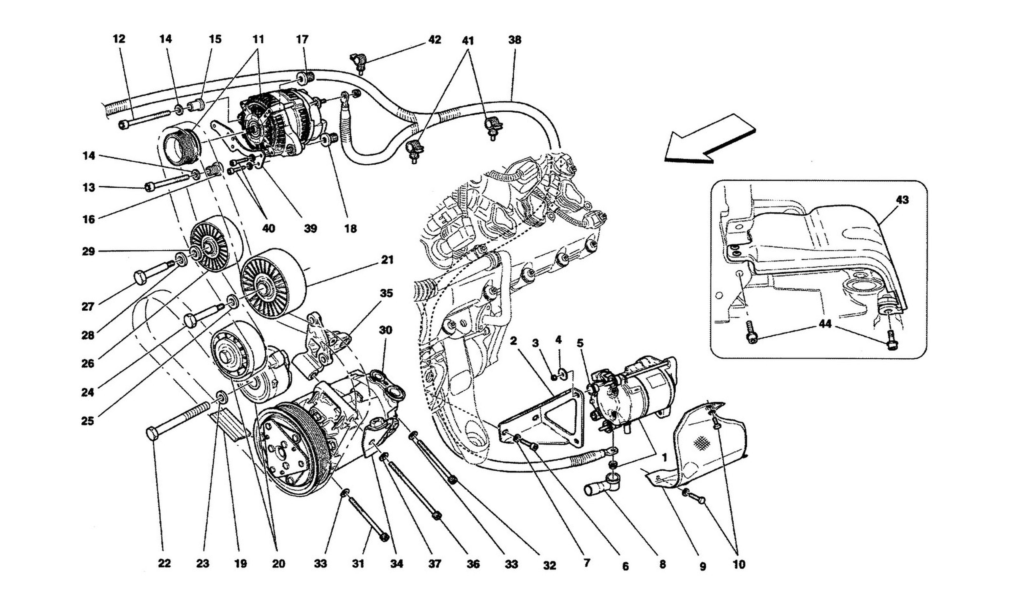 Schematic: Alternator Starting Motor And A.C. Compressor