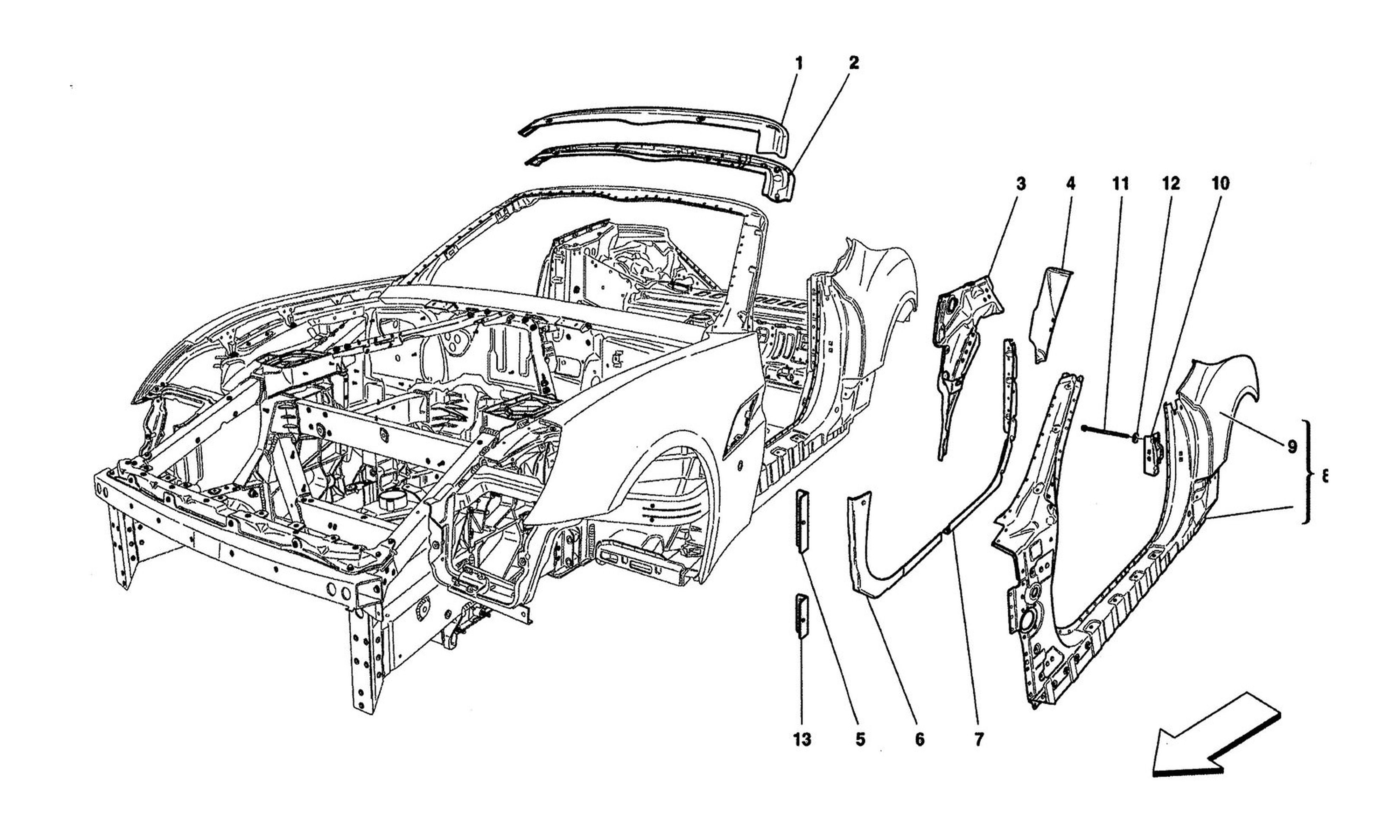 Schematic: Bodywork And Central Outer Trim Panels