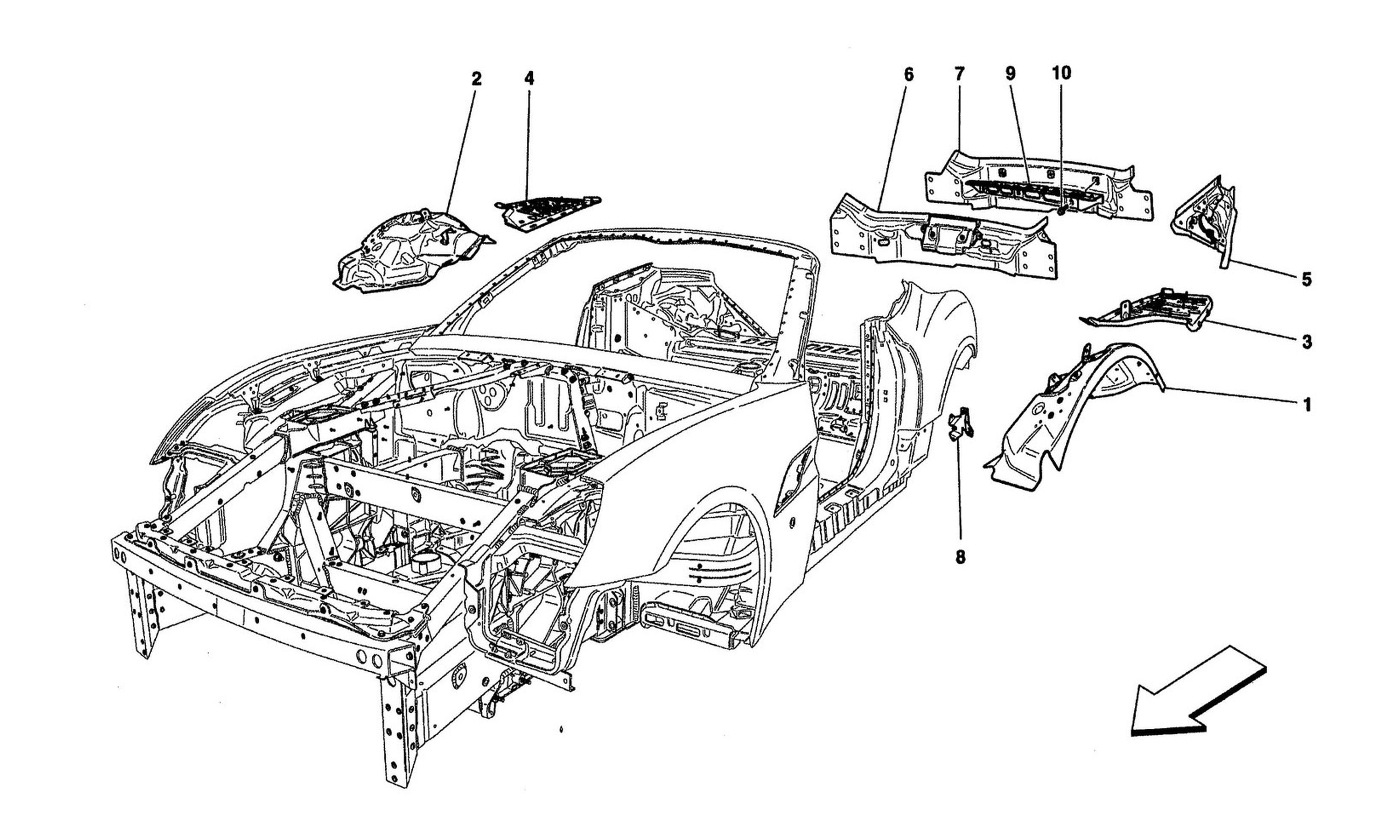 Schematic: Bodywork And Rear Outer Trim Panels