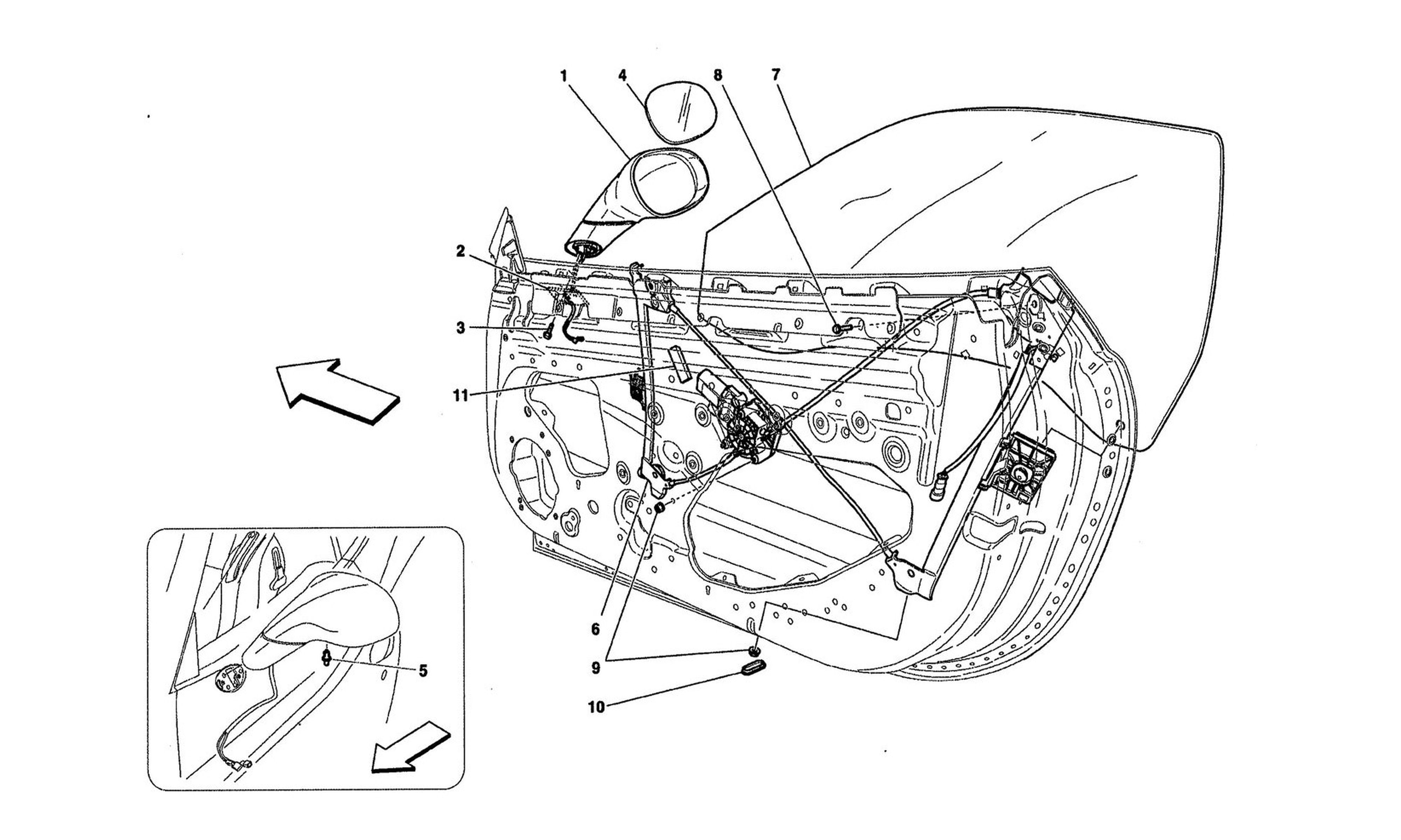 Schematic: Glass Lift And Wing Mirrors