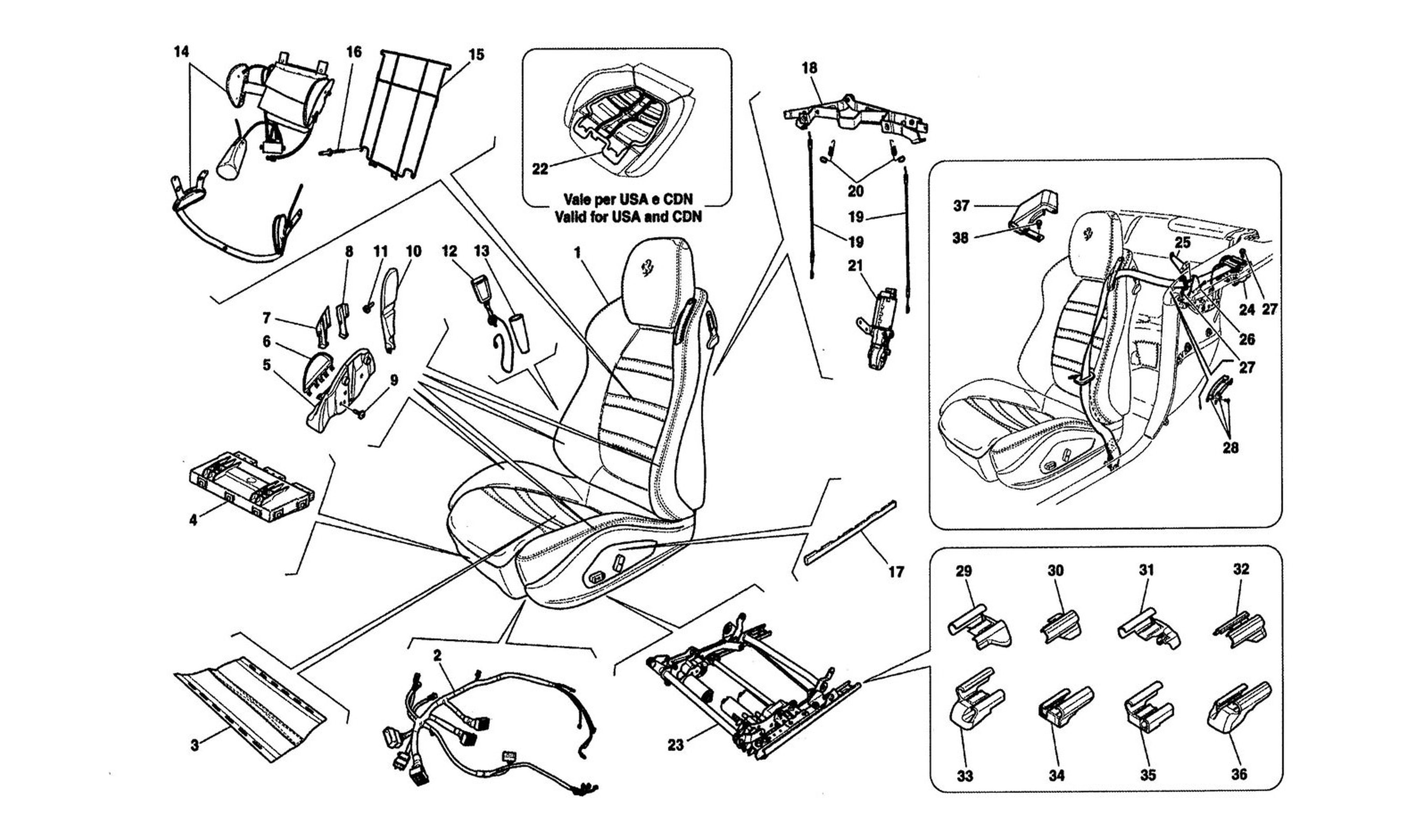 Schematic: Front Seat: Safety Belts