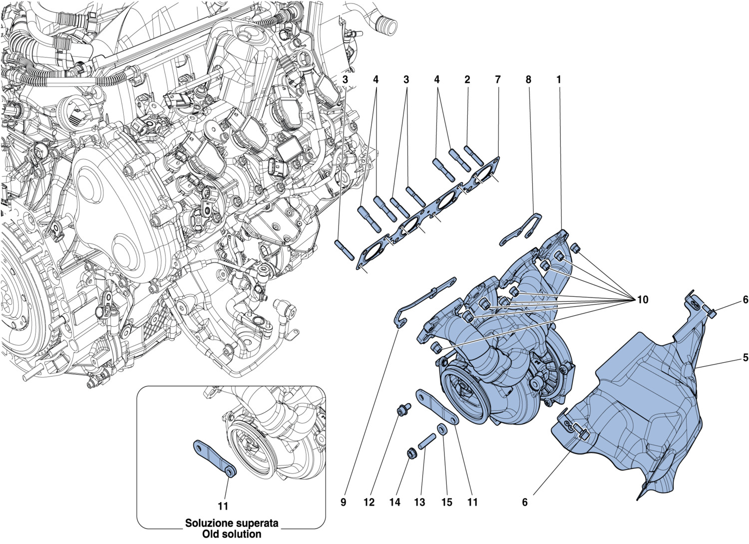 Schematic: Manifolds, Turbocharging System And Pipes