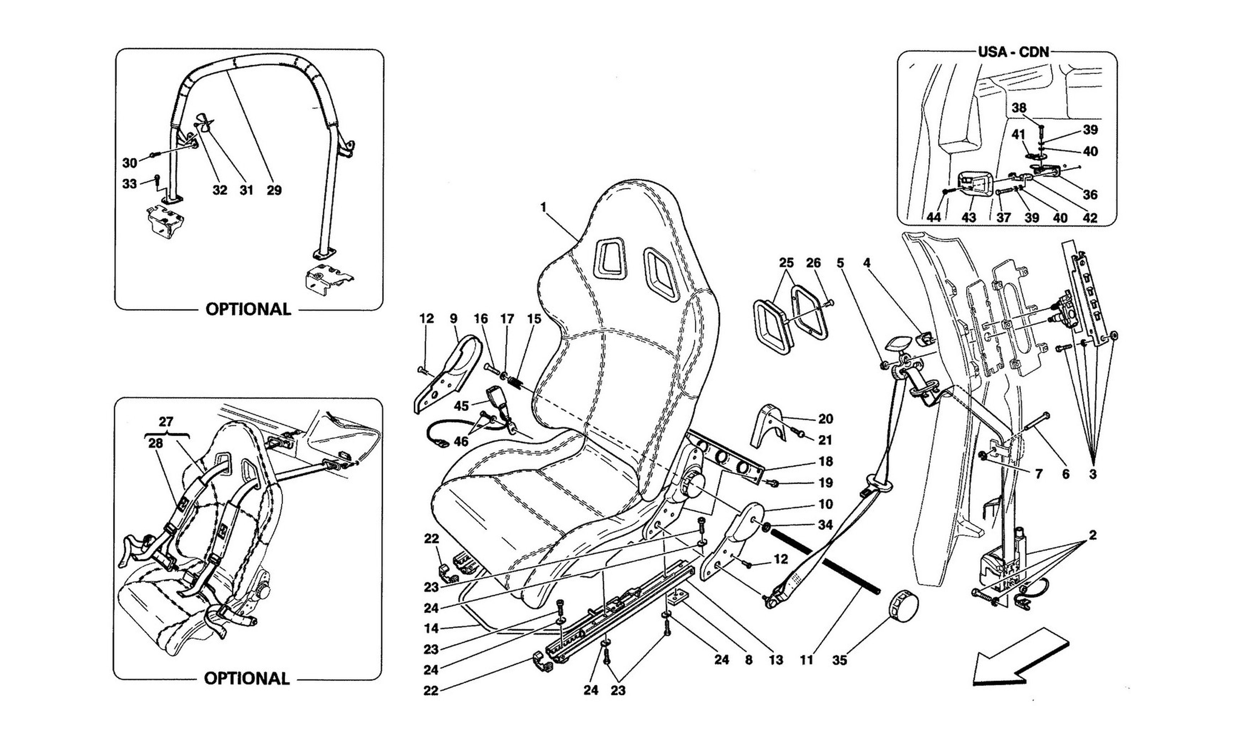 Schematic: Racing Seat-Safety Belts-Roll Bar