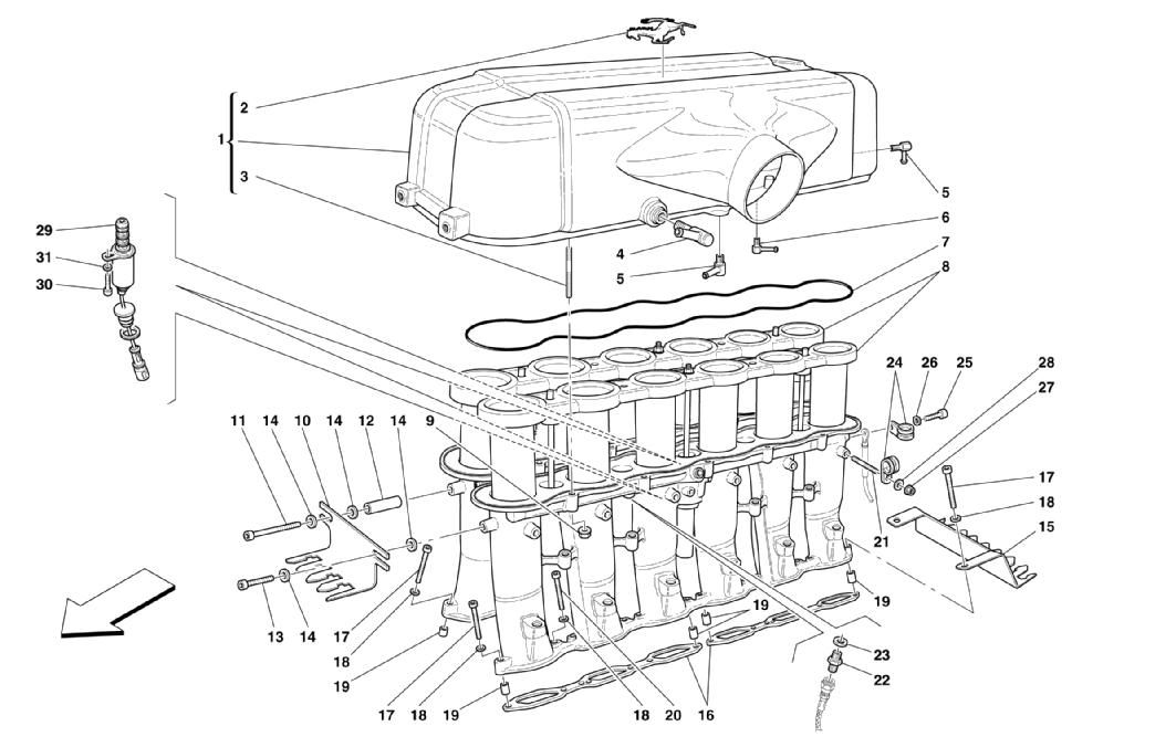 Schematic: Air Intake Manifold And Air Box