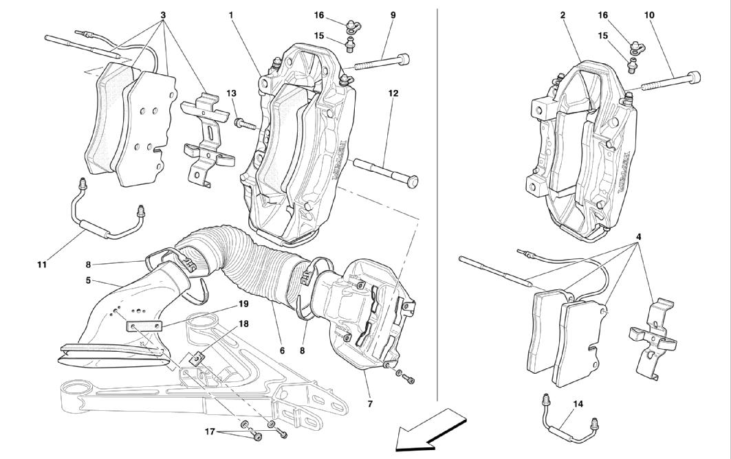 Schematic: Front And Rear Brakes Calipers