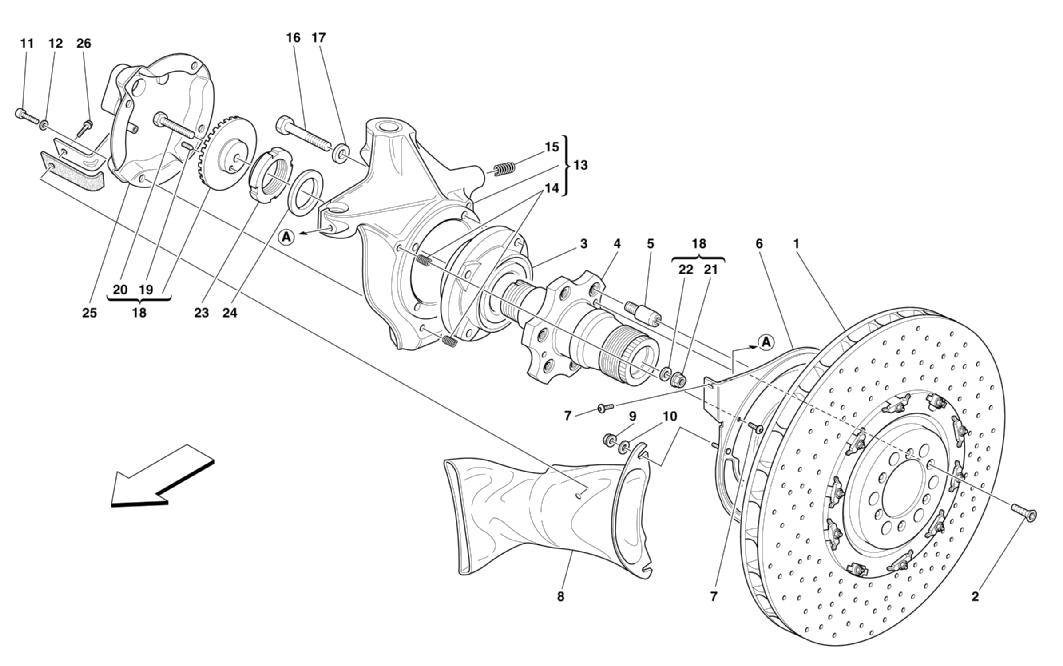 Schematic: Front Brake Disc And Steering Knuckle