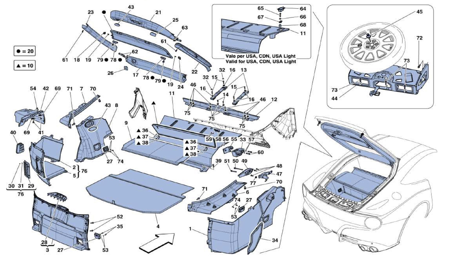 Schematic: Luggage Compartment Mats