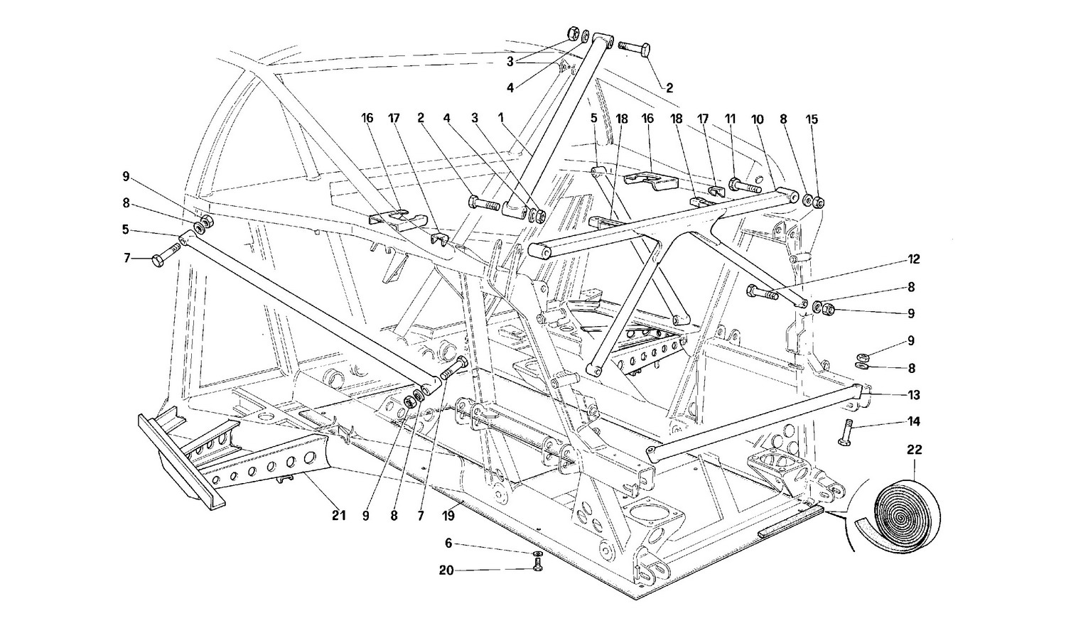 Schematic: Frame - Rear Part -Not For Cars With Catalyst-