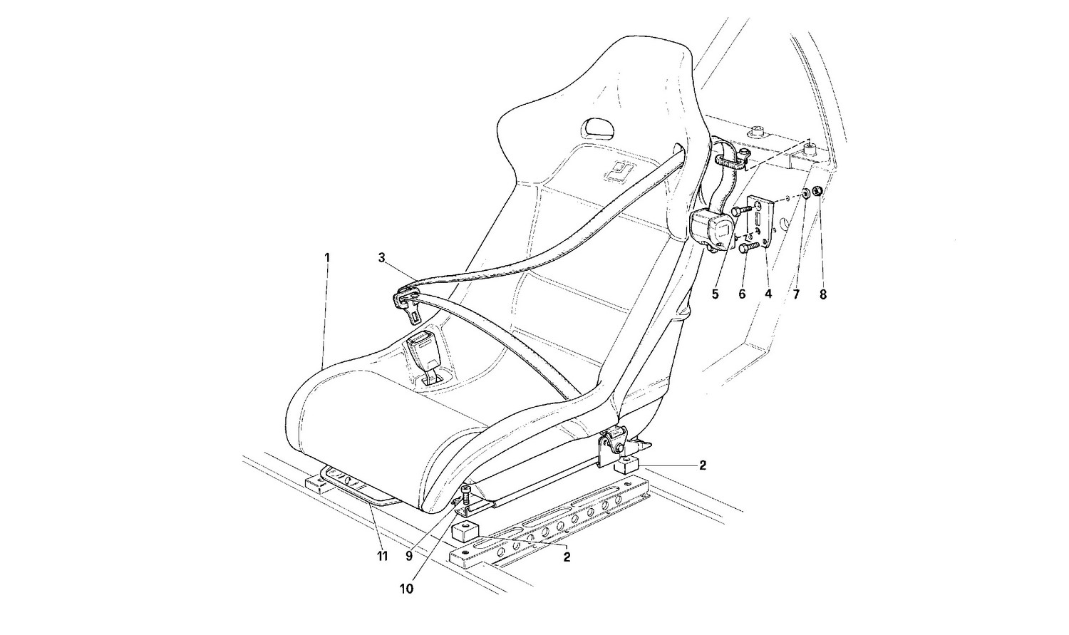 Schematic: Seats - Safety Belts -Not For Usa-