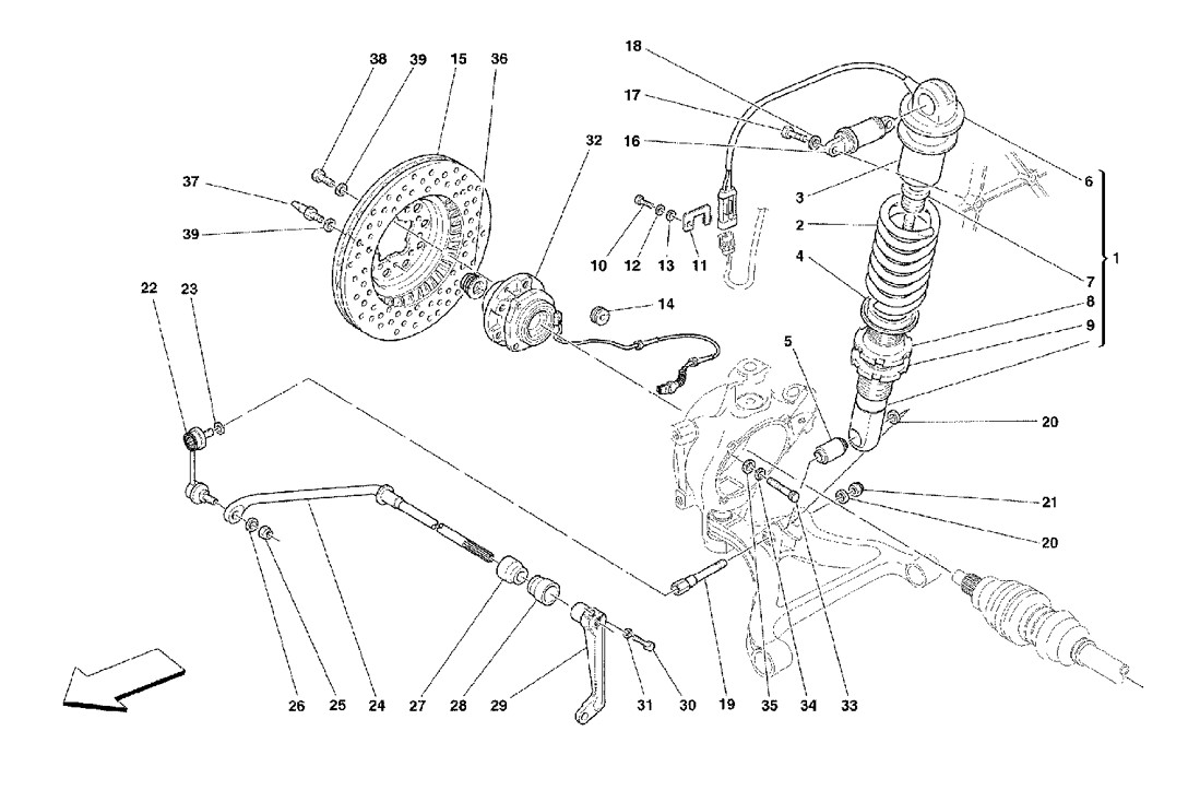 Schematic: Rear Suspension - Shock Absorber And Brake Disc