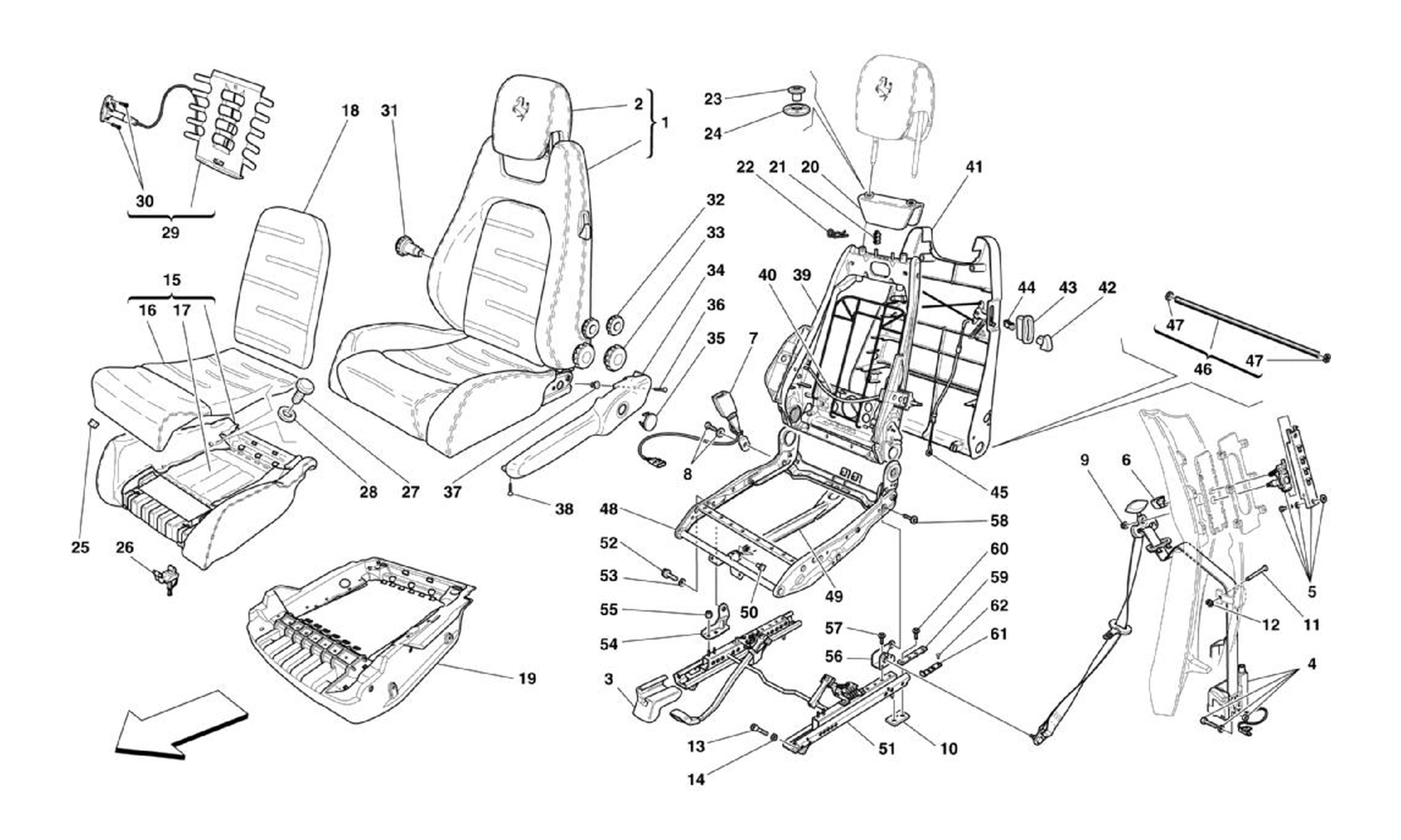 Schematic: Manual Front Seat - Seat Belts