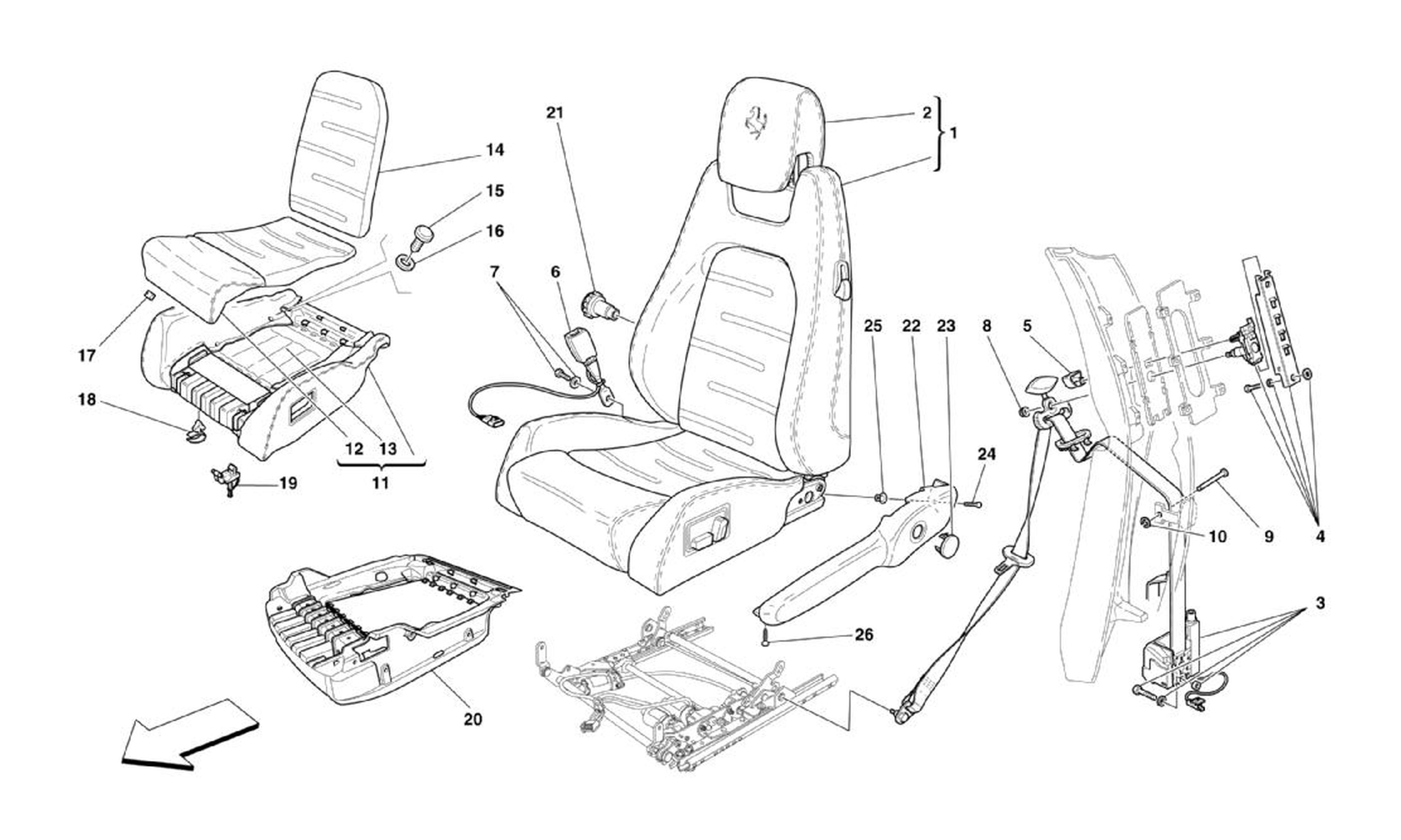 Schematic: Electric Seat - Seat Belts -Optional-