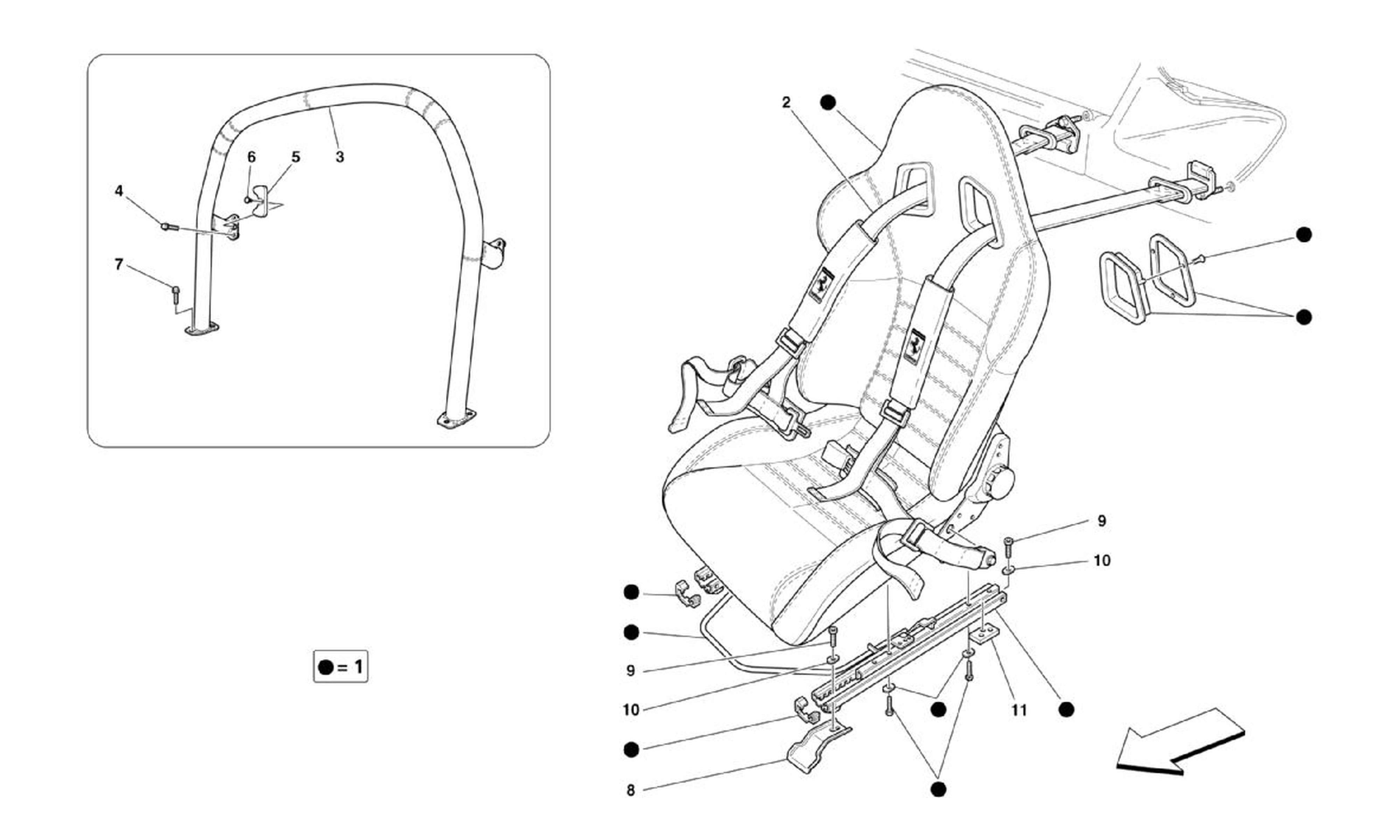 Schematic: Racing Seat-4 Point Seat Harness-Rollbar -Optional- -Sparco-