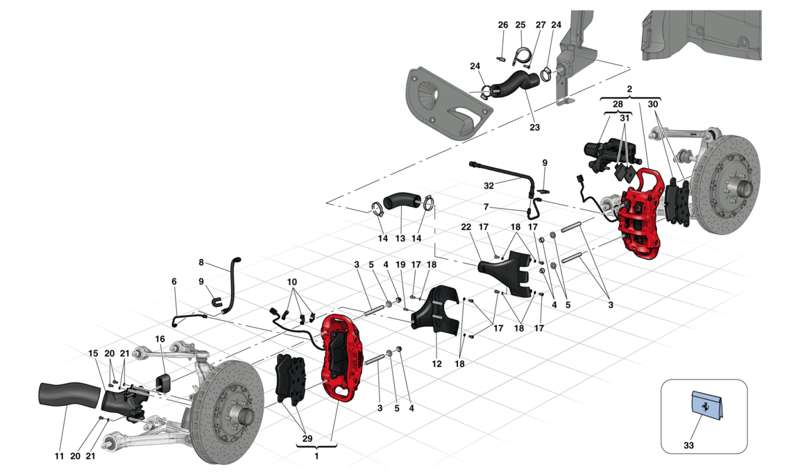 Schematic: Front And Rear Brake Calipers