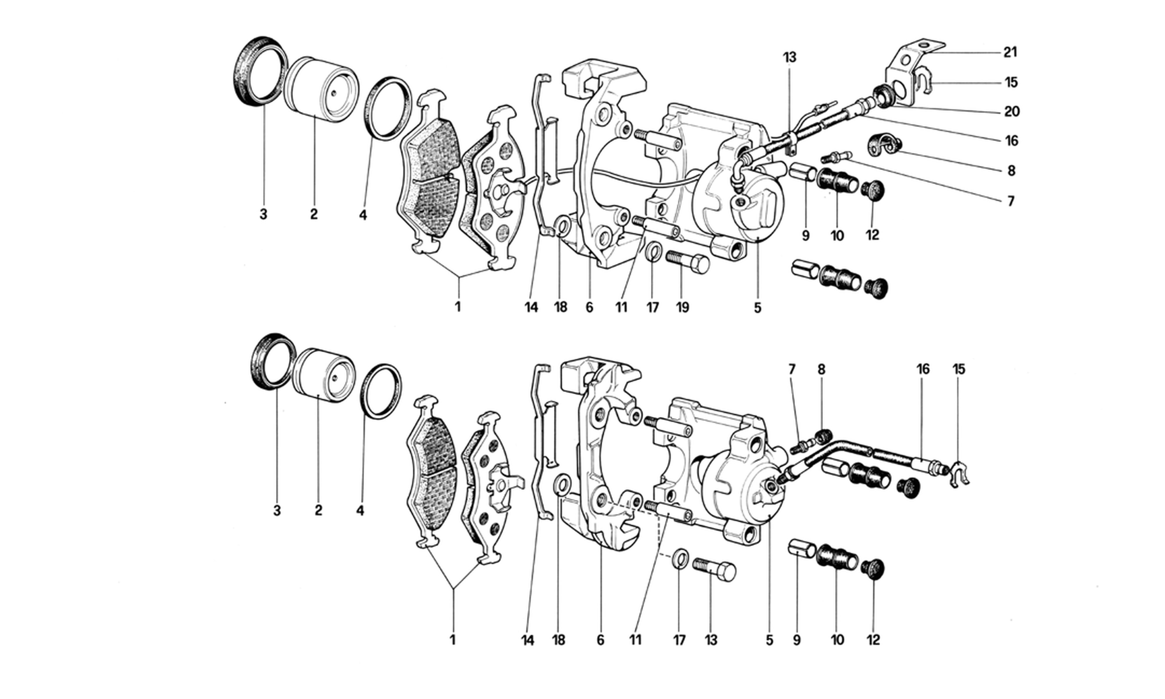 Schematic: Calipers For Front And Rear Brakes (Valid For Rhd-For Lhd From Chassis No. 43013)