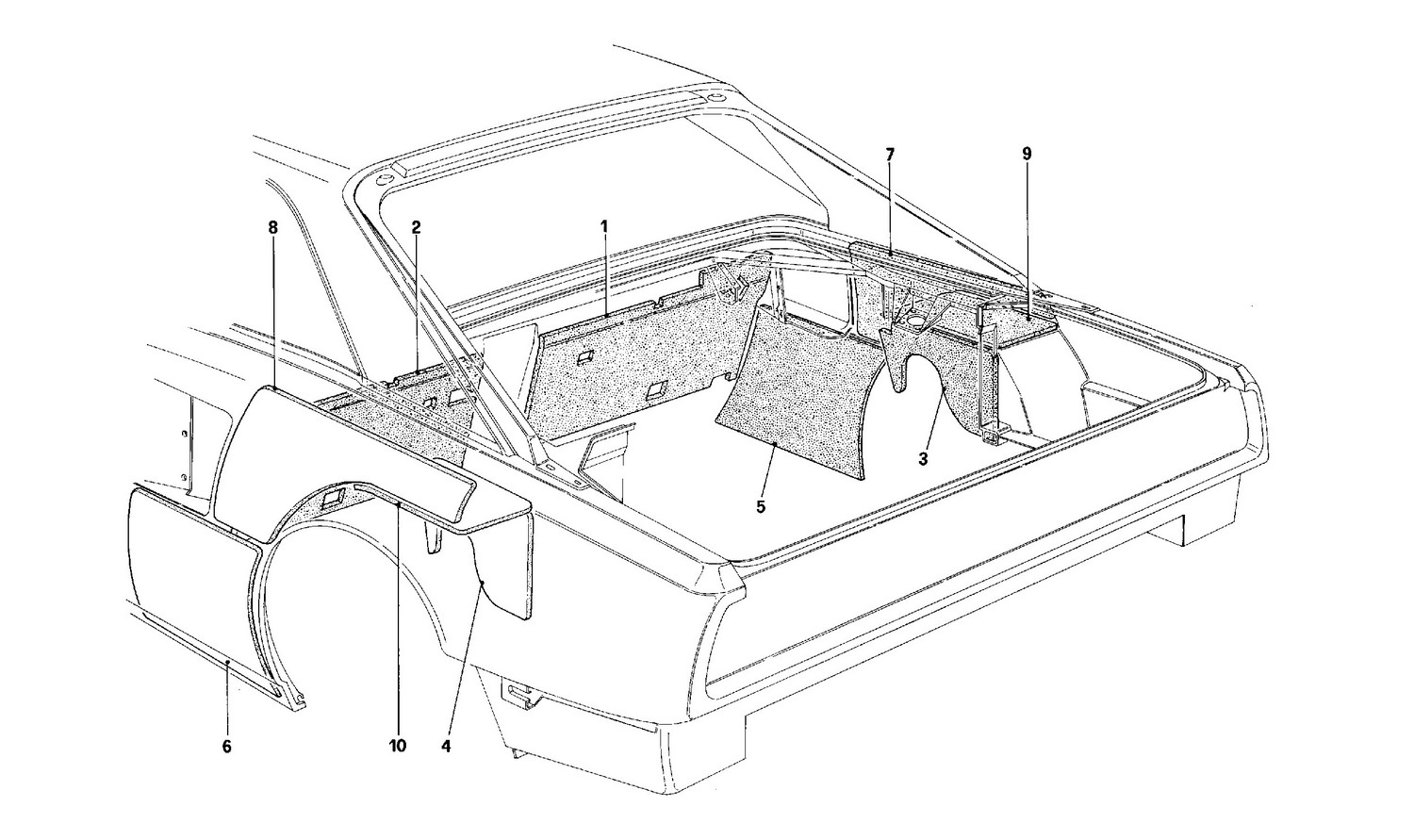 Schematic: Engine Compartment Insulation - Coupe - For Ch Version Cars