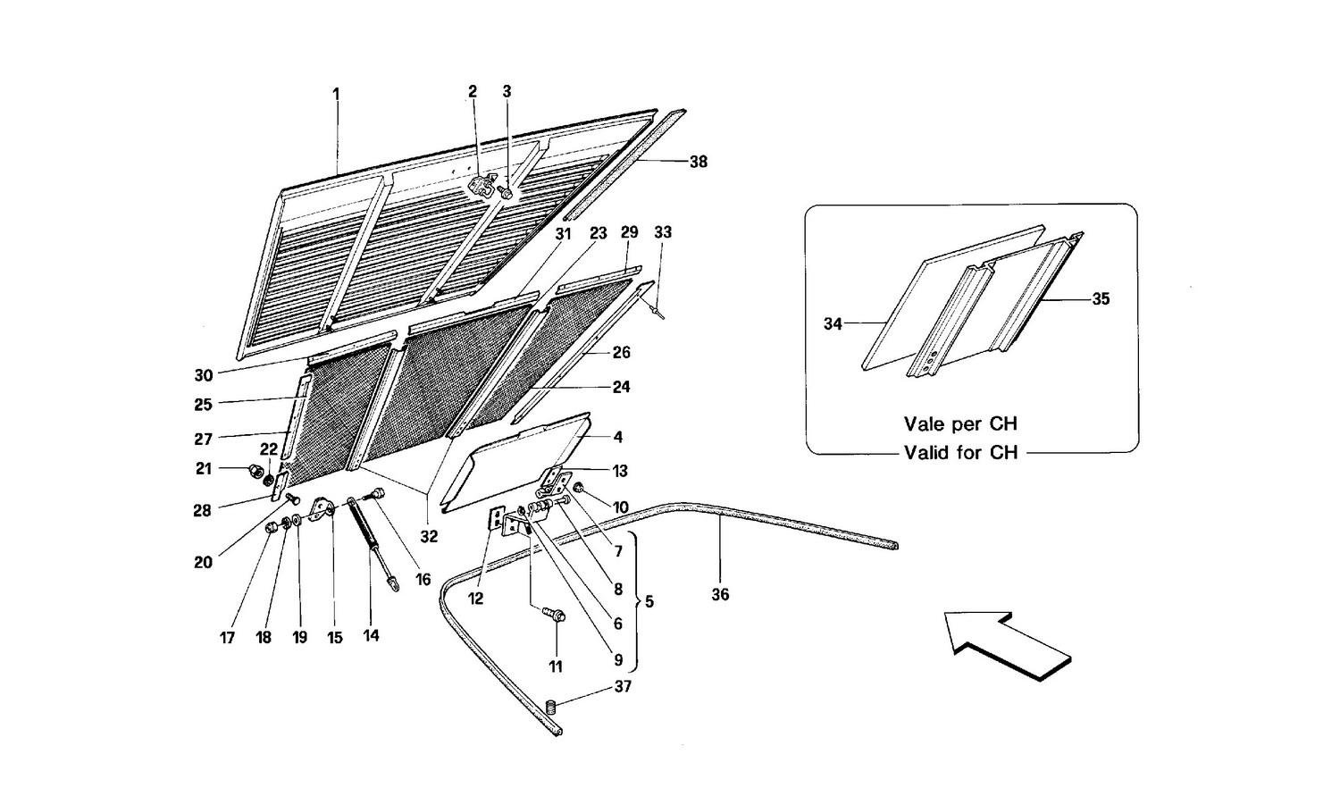 Schematic: Engine Compartment Lid - Cabriolet-