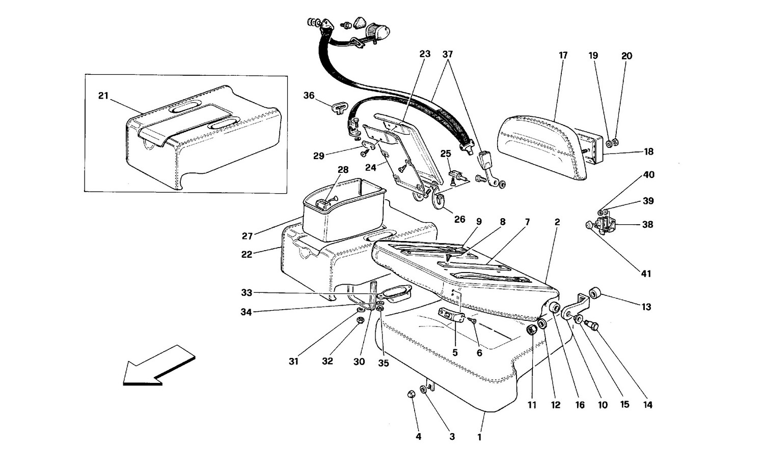 Schematic: Seats And Rear Safety Belts - Coupe -