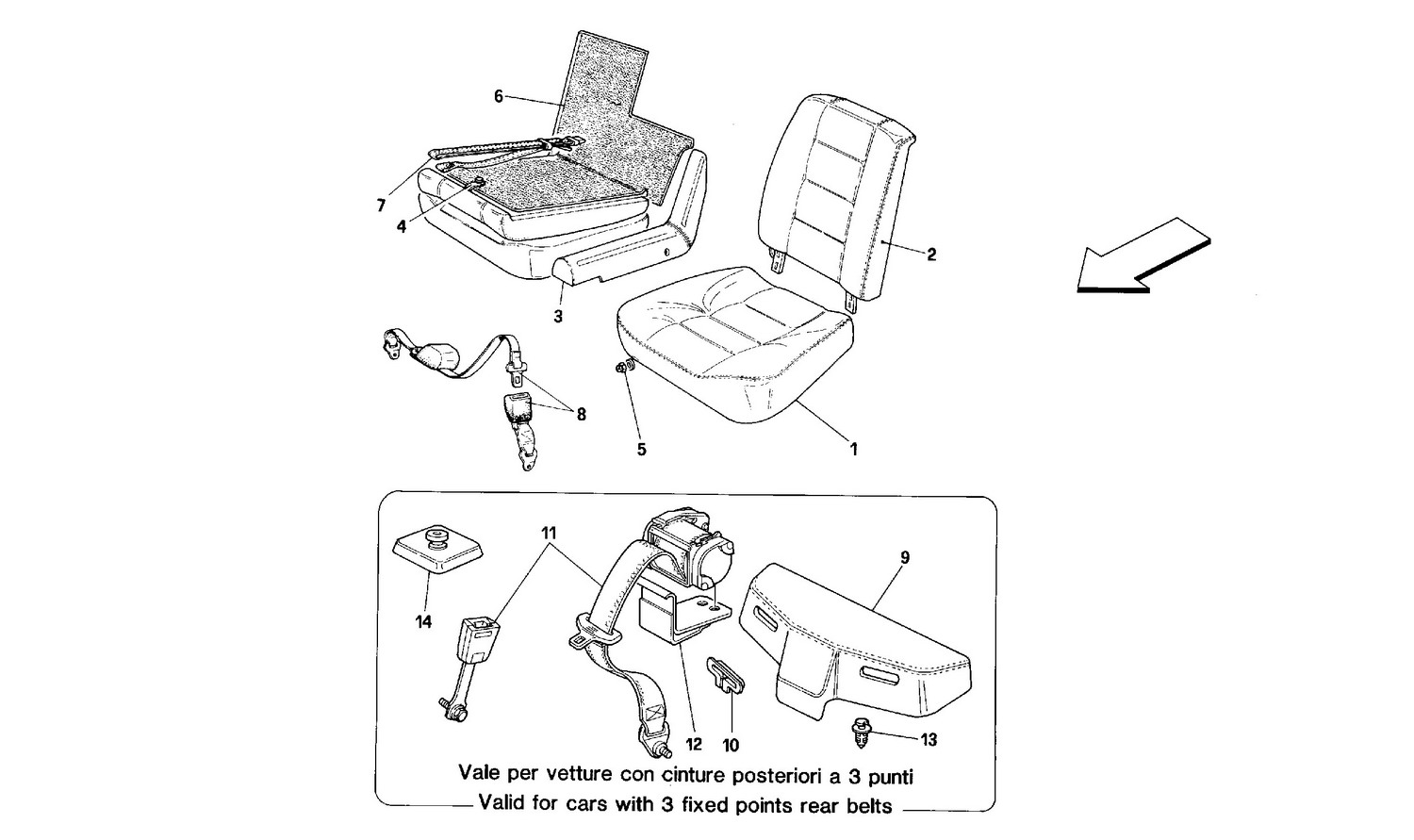 Schematic: Seats And Rear Safety Belts - Cabriolet-