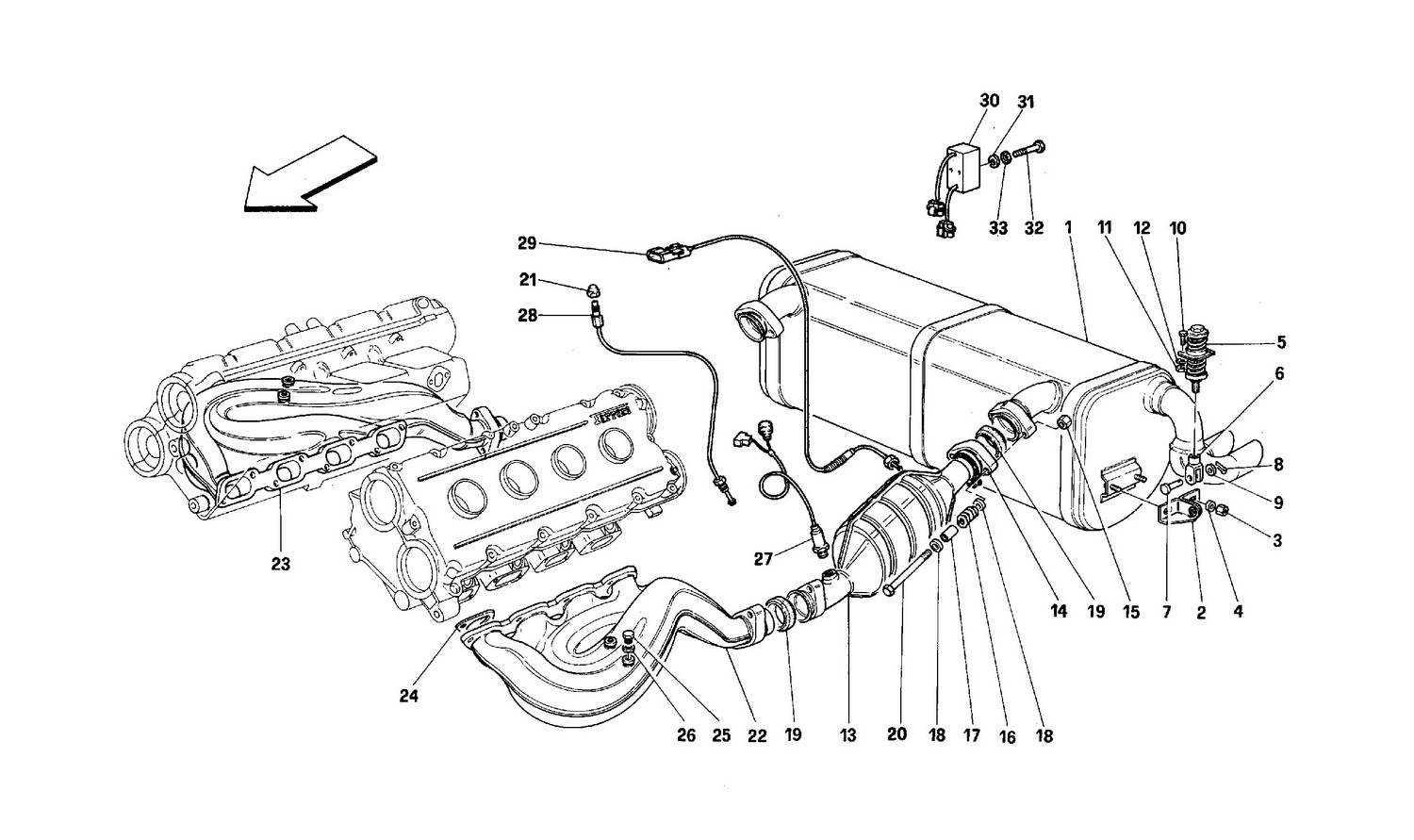 Schematic: Exhaust System -For Cars With Catalysts And 77Db