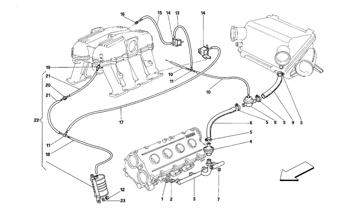 Schematic: Air Injection Device -For Cars With Catalyst - Motronic 2.5-