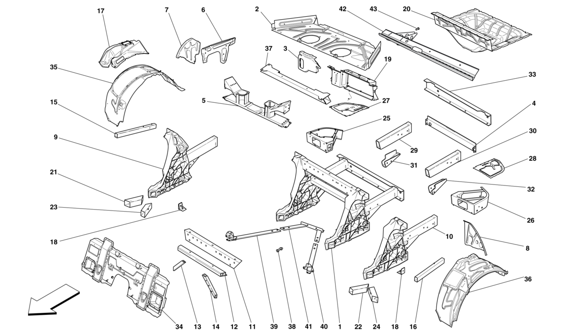 Schematic: Structures And Elements, Rear Of Vehicle