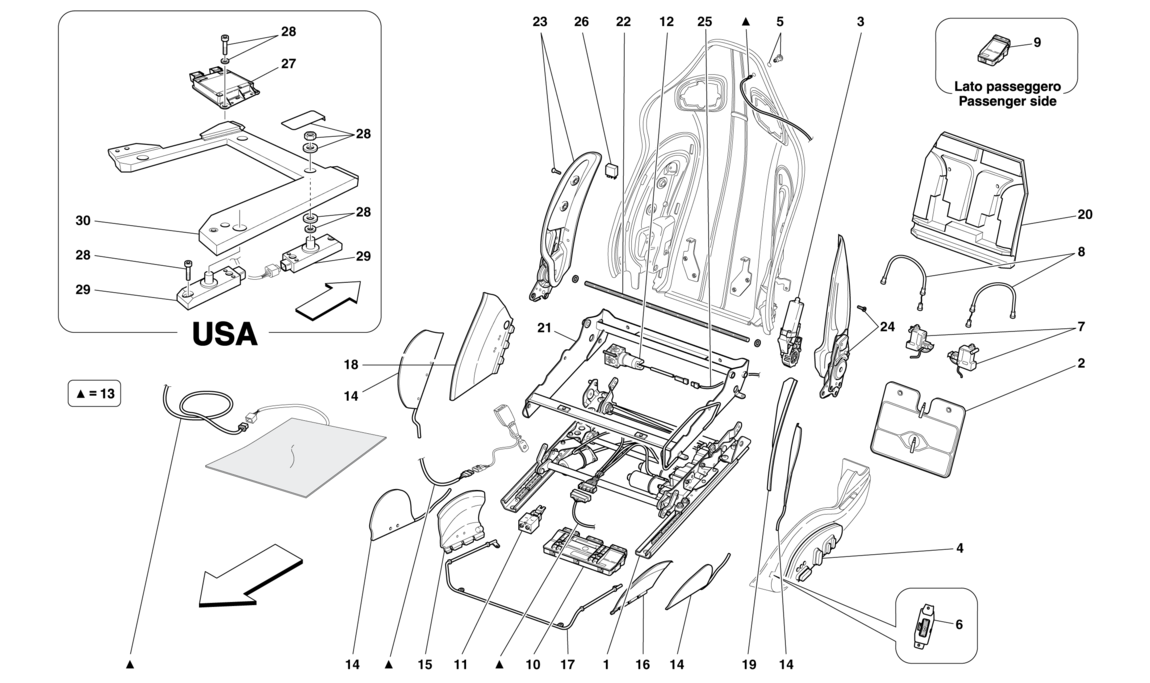 Schematic: Front Seat - Guides And Adjustment Mechanisms