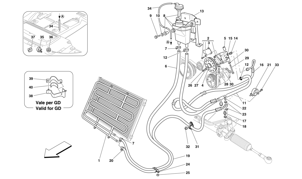Schematic: Hydraulic Fluid Reservoir, Pump And Coil For Power Steering System