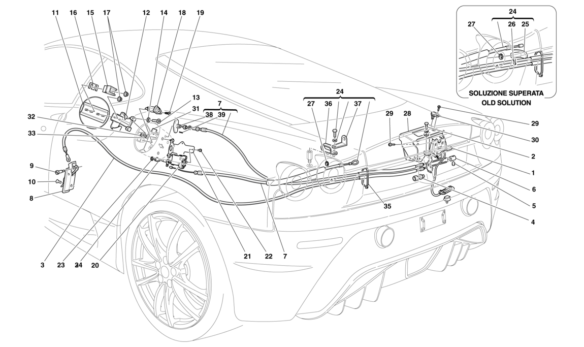 Schematic: Engine Compartment Lid And Fuel Filler Flap Opening Mechanisms