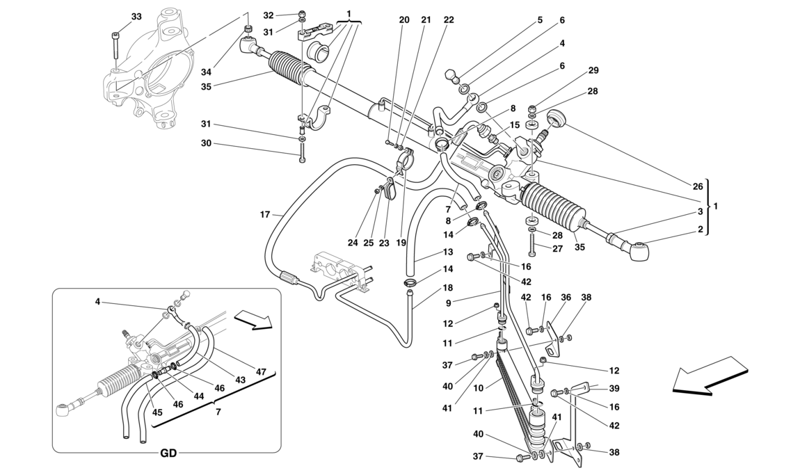 Schematic: Hydraulic Power Steering Box And Serpentine Coil