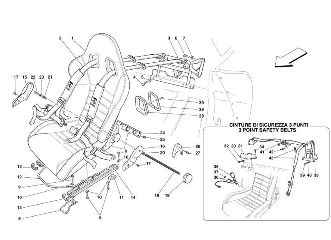 Schematic: Racing Seat-4 Point Belts