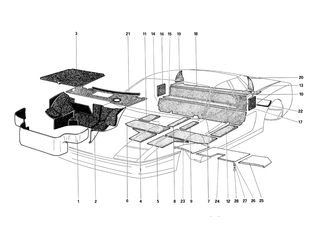 Schematic: Luggage Compartment Carpet And Insulation Panels