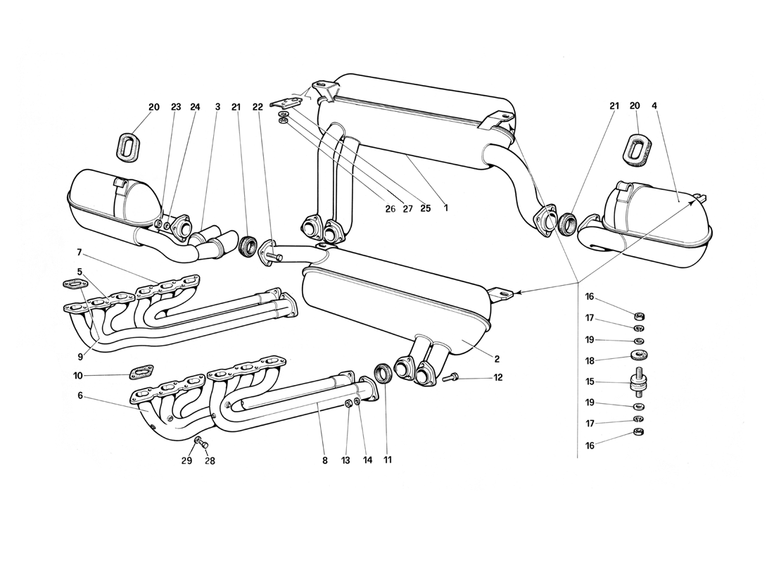 Schematic: Exhaust System (Not For U.S.- Sa And Ch87)