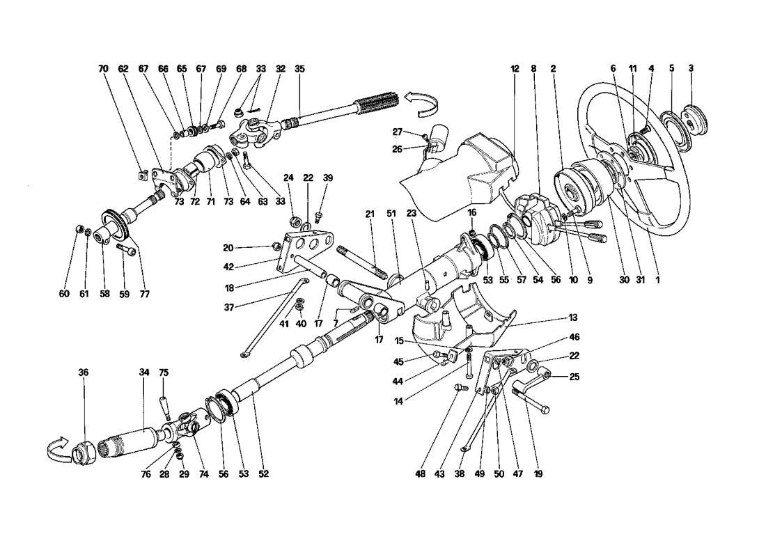 Schematic: Steering Column (Starting From Car No. 75997 To Car No. 80422)